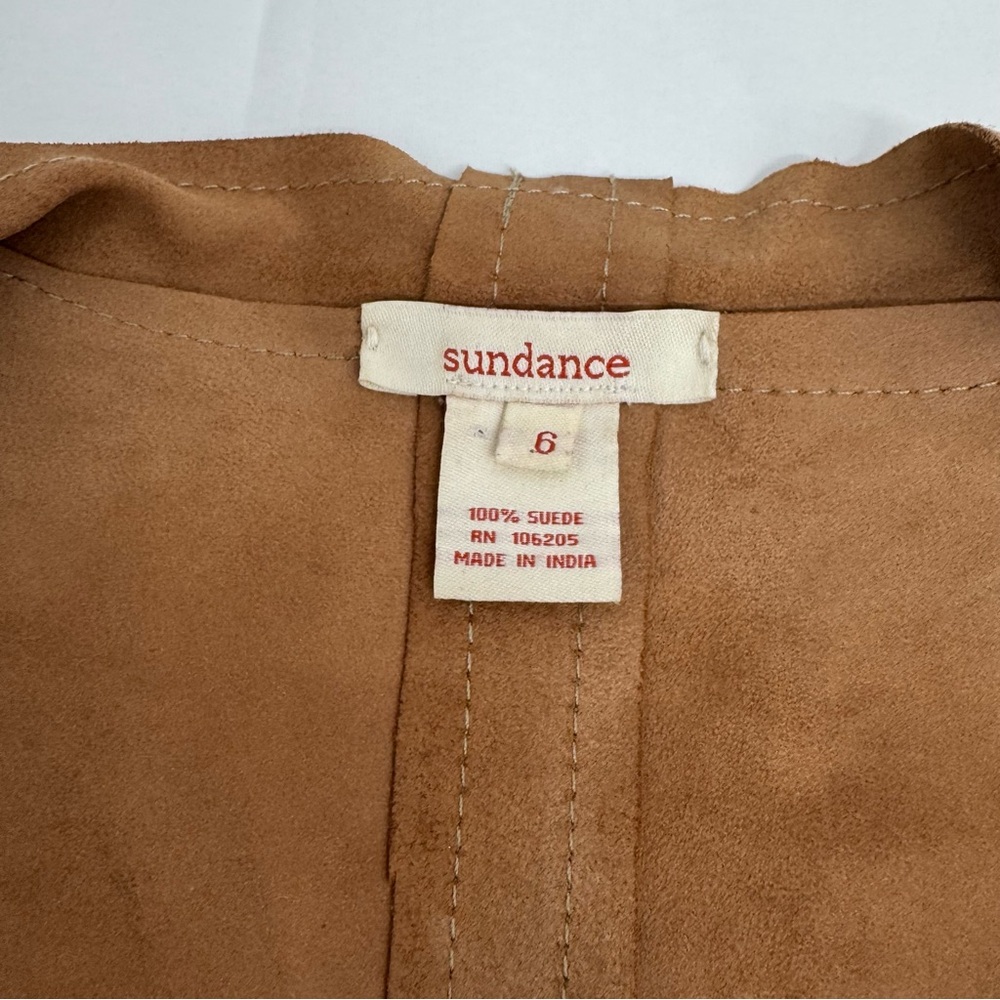 Sundance Jacket Womens Size 6 Tan Suede Waterfall Drape Open Front Lightweight - Picture 4 of 14